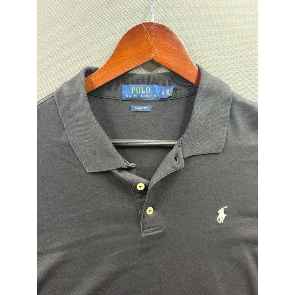 Polo Ralph Lauren Polo Shirt Mens Black Classic Fit Short Sleeve Large
